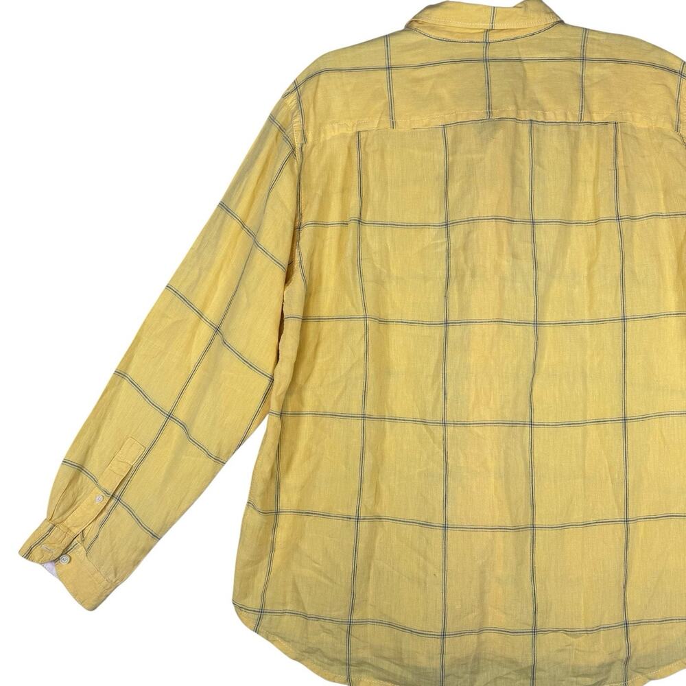 Tommy Bahama Relax Men Large Yellow checked 100% linen Button down Casual Shirts - Picture 11 of 14